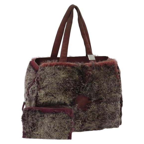 CHANEL Tote Bag Wine Red Brown Silver CC - Picture 1 of 16